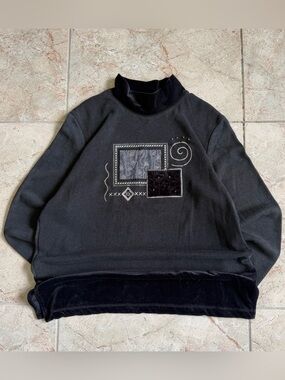 Vintage Bobbie Brooks Black Mock Neck Sweatshirt